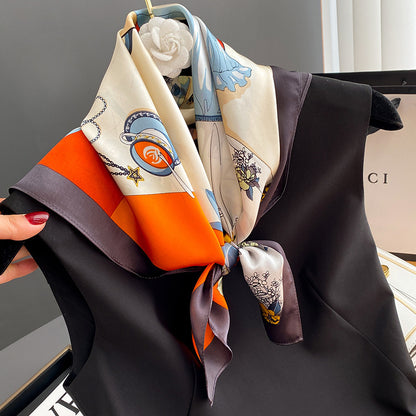 Écharpe carrée pour femmes en soie de mûrier de printemps