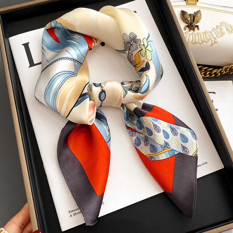 Écharpe carrée pour femmes en soie de mûrier de printemps