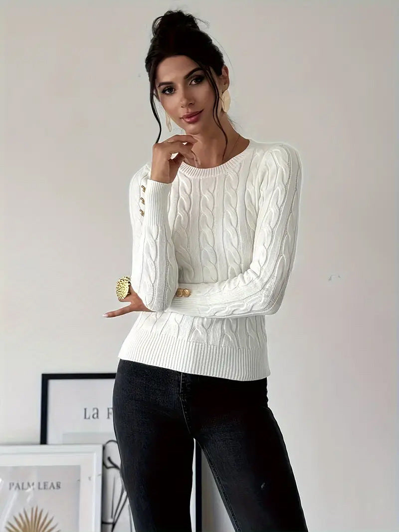 Pull à col rond pour femme d'automne et d'hiver