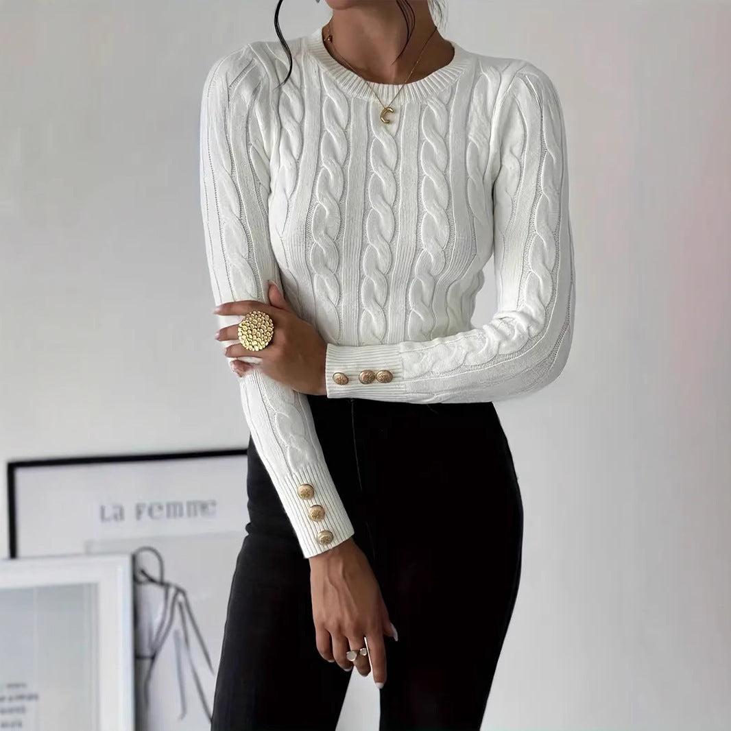 Pull à col rond pour femme d'automne et d'hiver