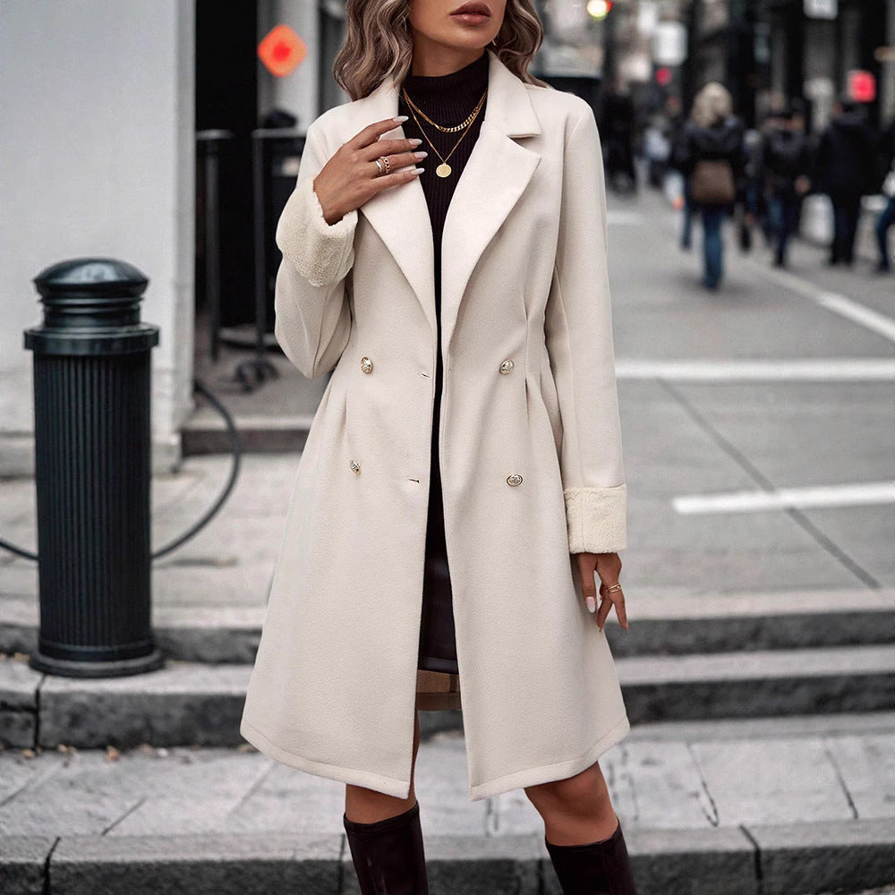 Manteau pour femmes au-dessus du genou de haute qualité Laine mi-longue