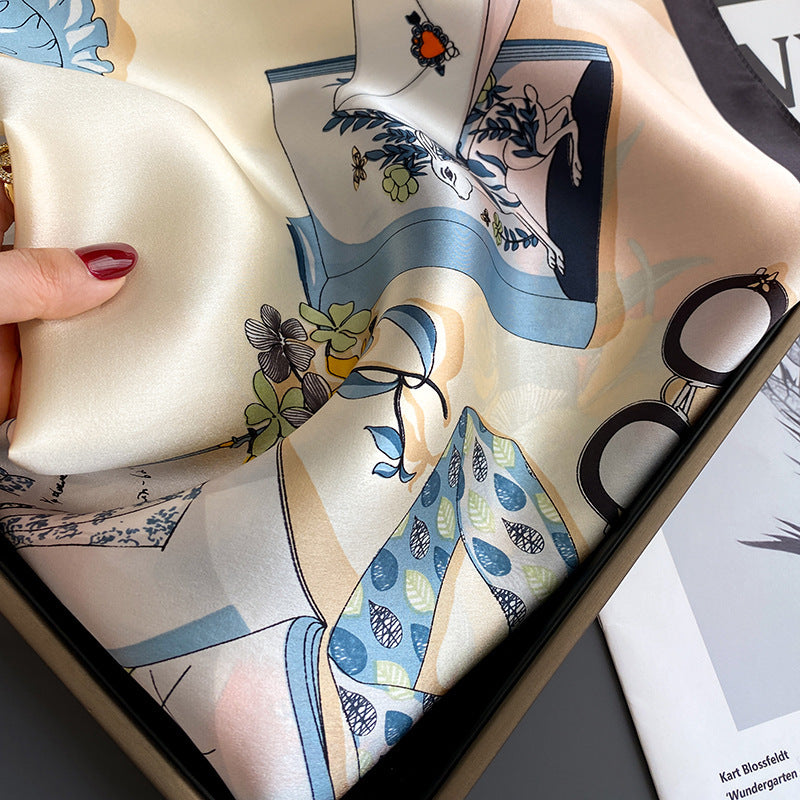 Écharpe carrée pour femmes en soie de mûrier de printemps