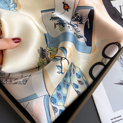 Écharpe carrée pour femmes en soie de mûrier de printemps