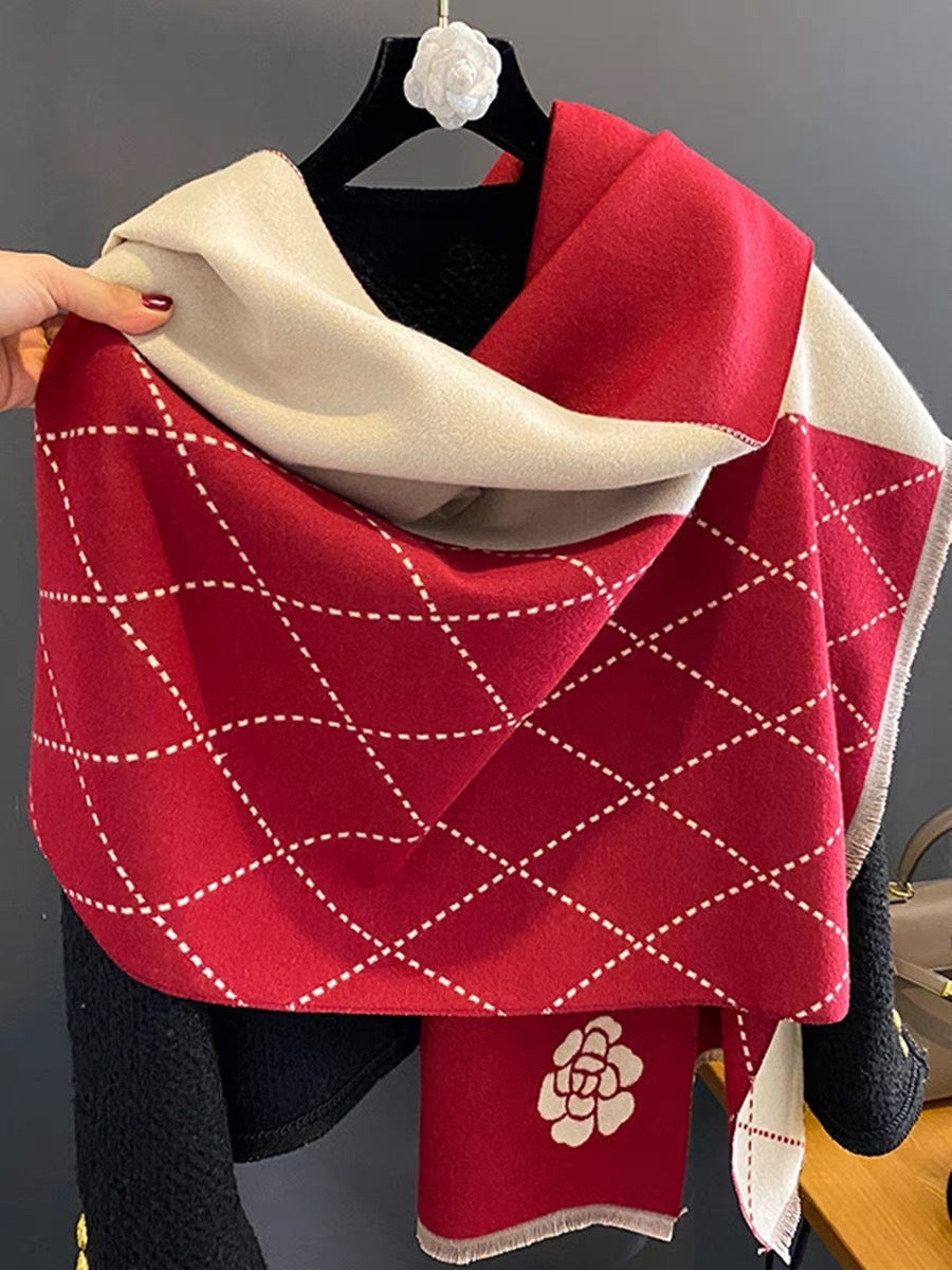 Écharpe cachemire artificiel Camellia chaude épaisse