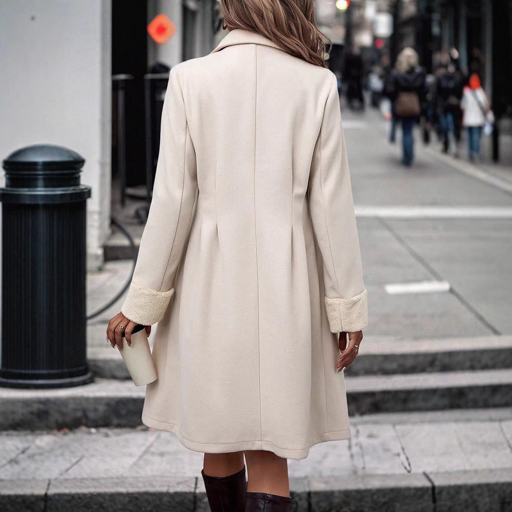 Manteau pour femmes au-dessus du genou de haute qualité Laine mi-longue