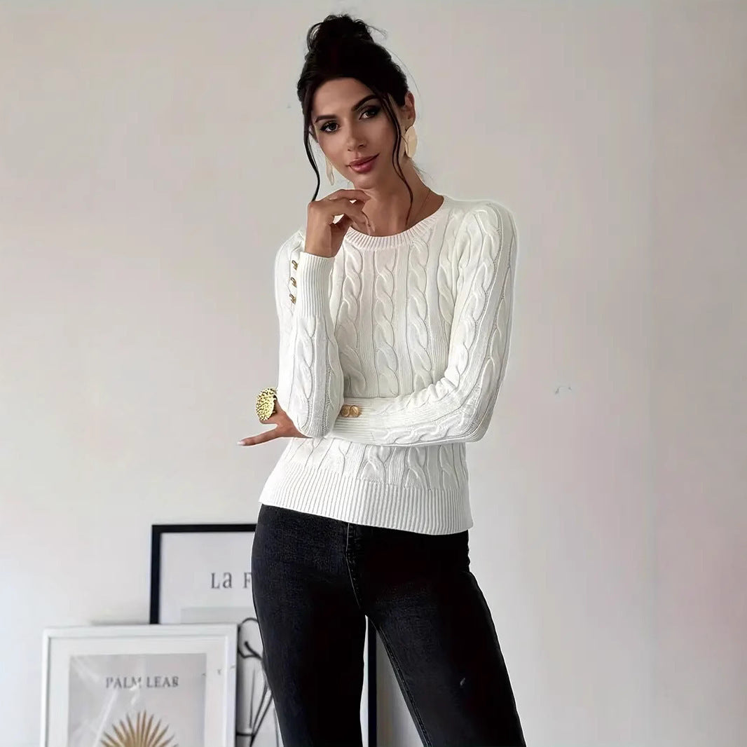 Pull à col rond pour femme d'automne et d'hiver