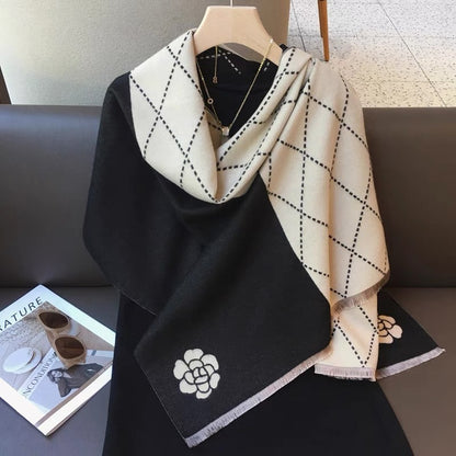 Écharpe cachemire artificiel Camellia chaude épaisse